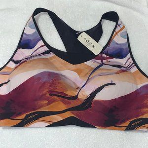 NWT Soma Bliss Breathe Sport Bra Racerback SIZE LARGE "Go With The Flow Purple"